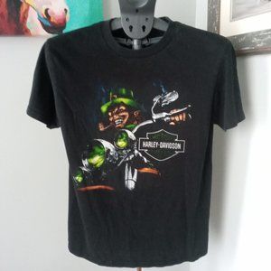 Harley Davidson Leprechaun, Dublin Ireland black T-shirt Size Medium runs small